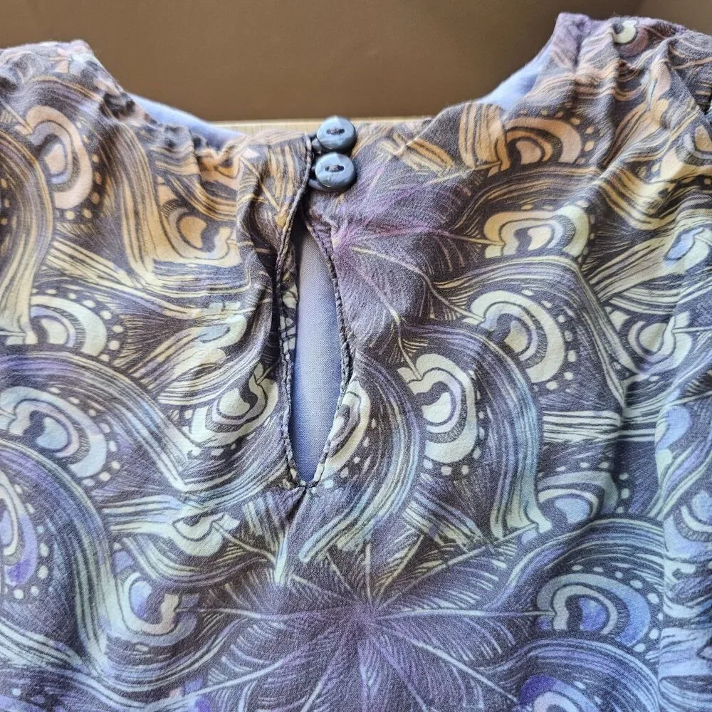 Gymboree Girls Size 4 Purple Blue Paisley Print Dress Short Sleeve Rayon CC684